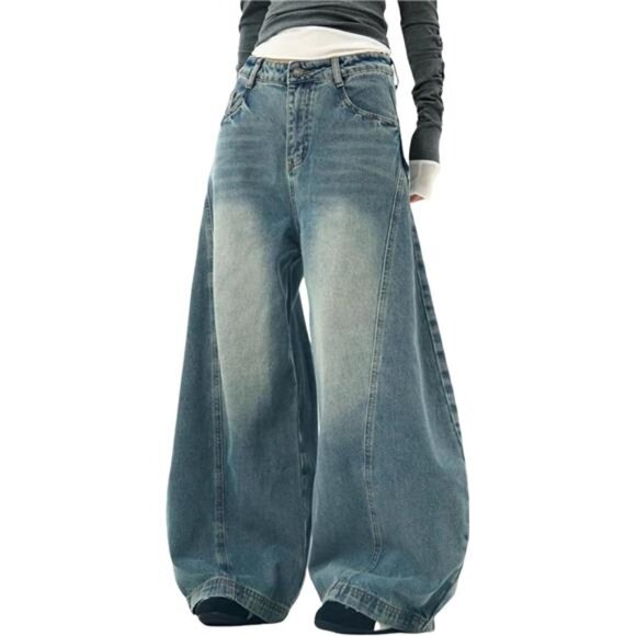 Women's Baggy Jeans Vintage Oversized Pants Aesthetic Hip Hop Jeans Relaxed Fit - Picture 6 of 6